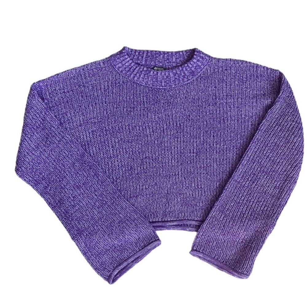 New Wild Fable Long Sleeve Purple Knit Cropped Sweater Size Small